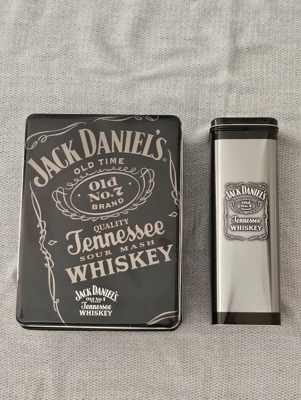 Jack Daniel's Whiskey Collectible Tins Set Silver Lined Lid Vintage Made In USA